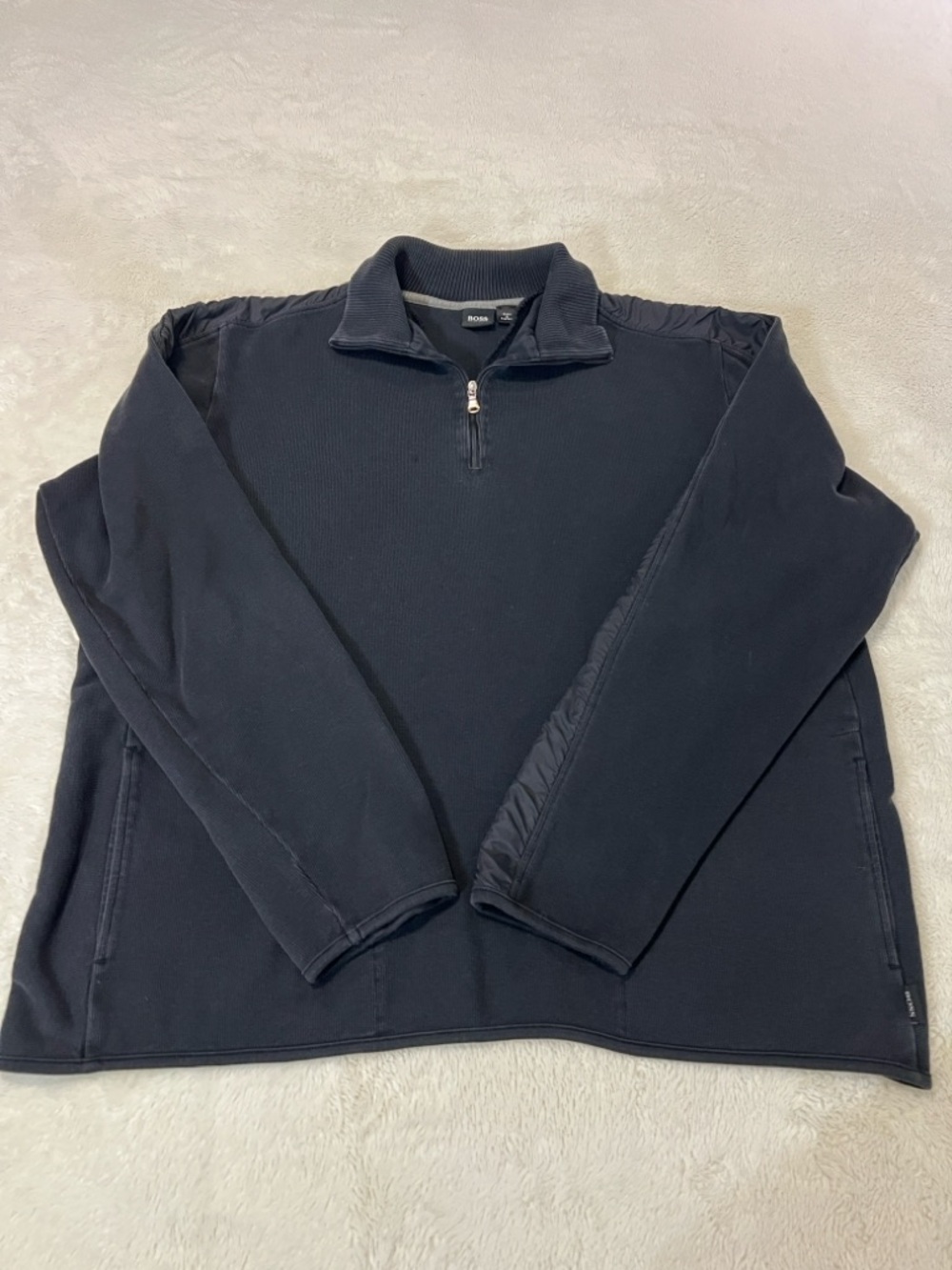 Hugo Boss Men's Navy Half-Zip Crewneck Sweater